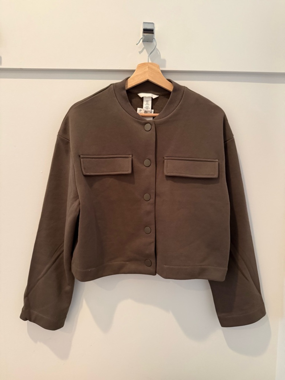H&M Olive Green Cropped Bomber Jacket - Picture 2 of 4